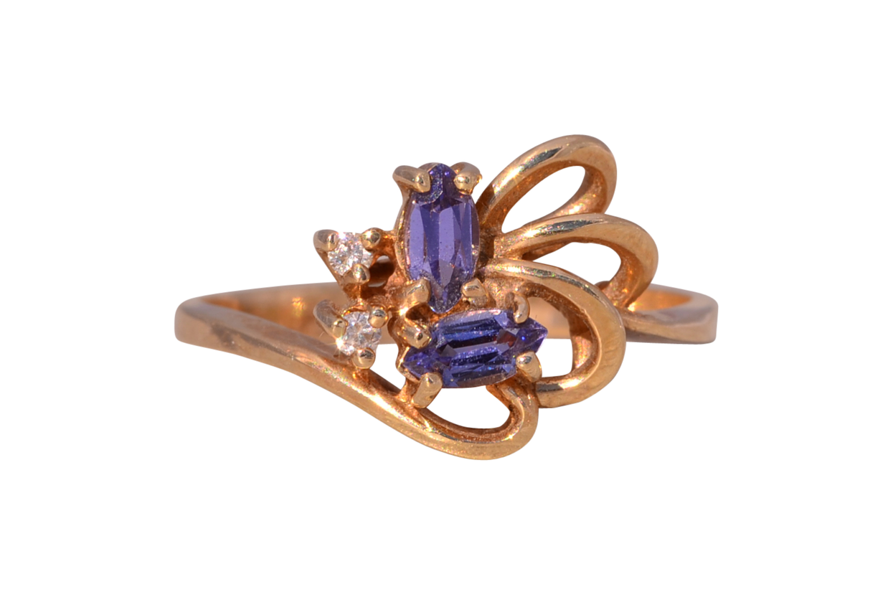 The Tanzanite Blossom: Natural Tanzanite and Diamond Ring in 14 Karat Yellow Gold