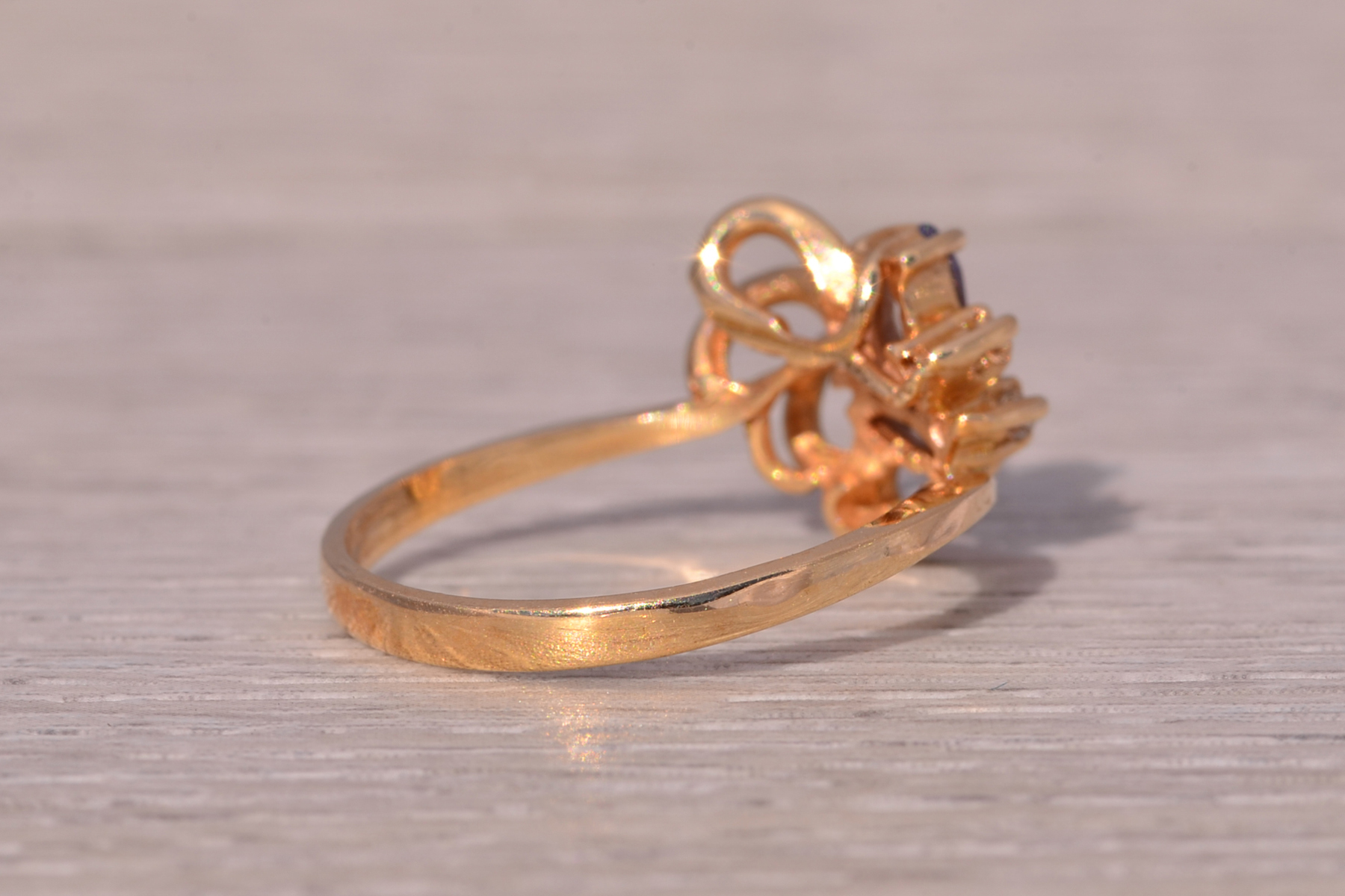 The Tanzanite Blossom: Natural Tanzanite and Diamond Ring in 14 Karat Yellow Gold - Image 6