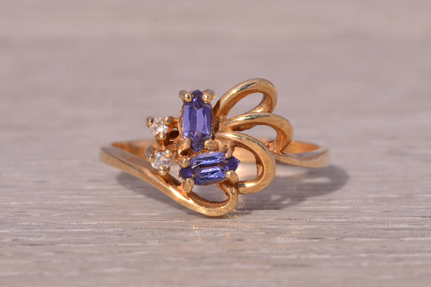 The Tanzanite Blossom: Natural Tanzanite and Diamond Ring in 14 Karat Yellow Gold - Image 7