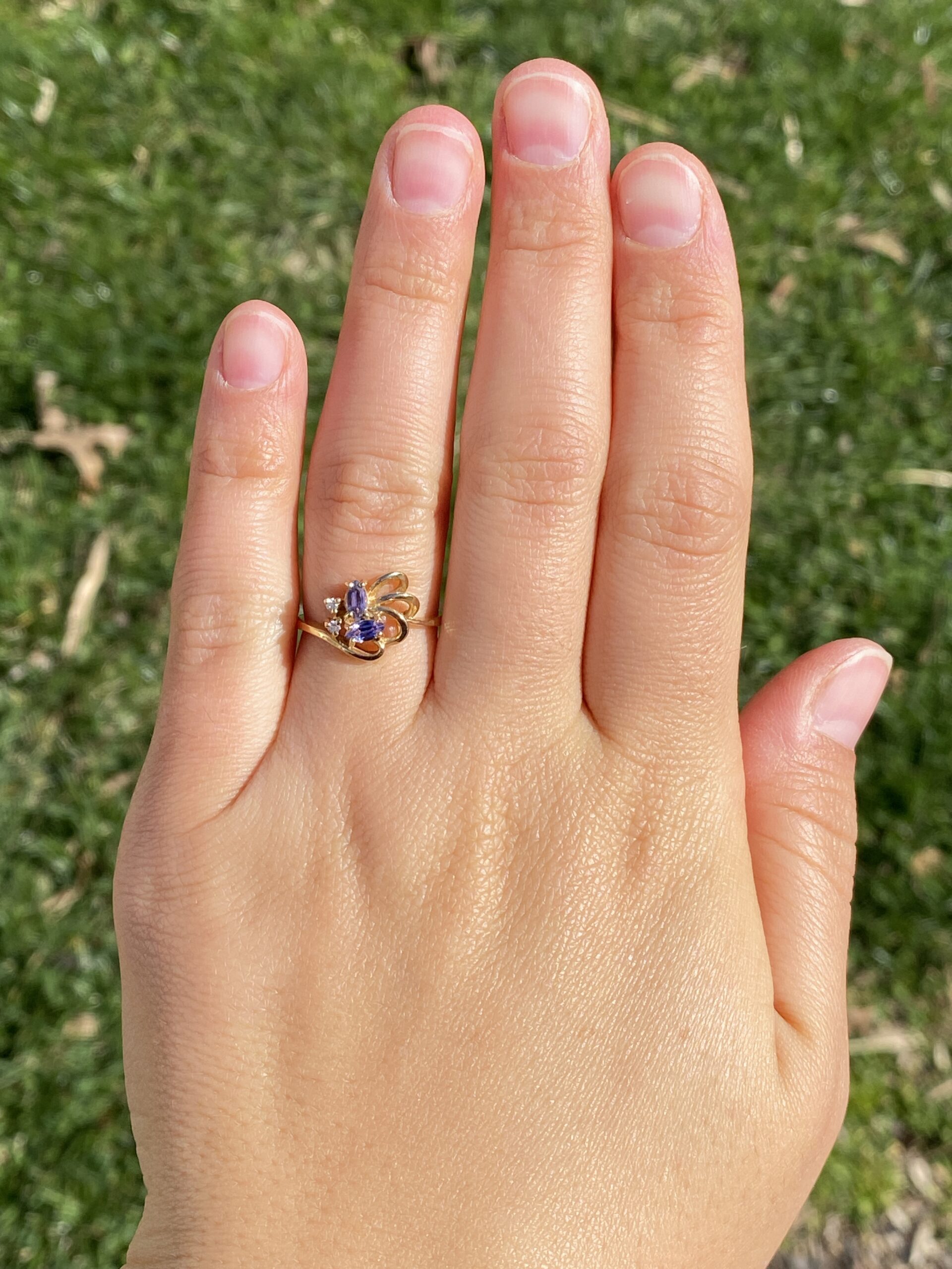 The Tanzanite Blossom: Natural Tanzanite and Diamond Ring in 14 Karat Yellow Gold - Image 8