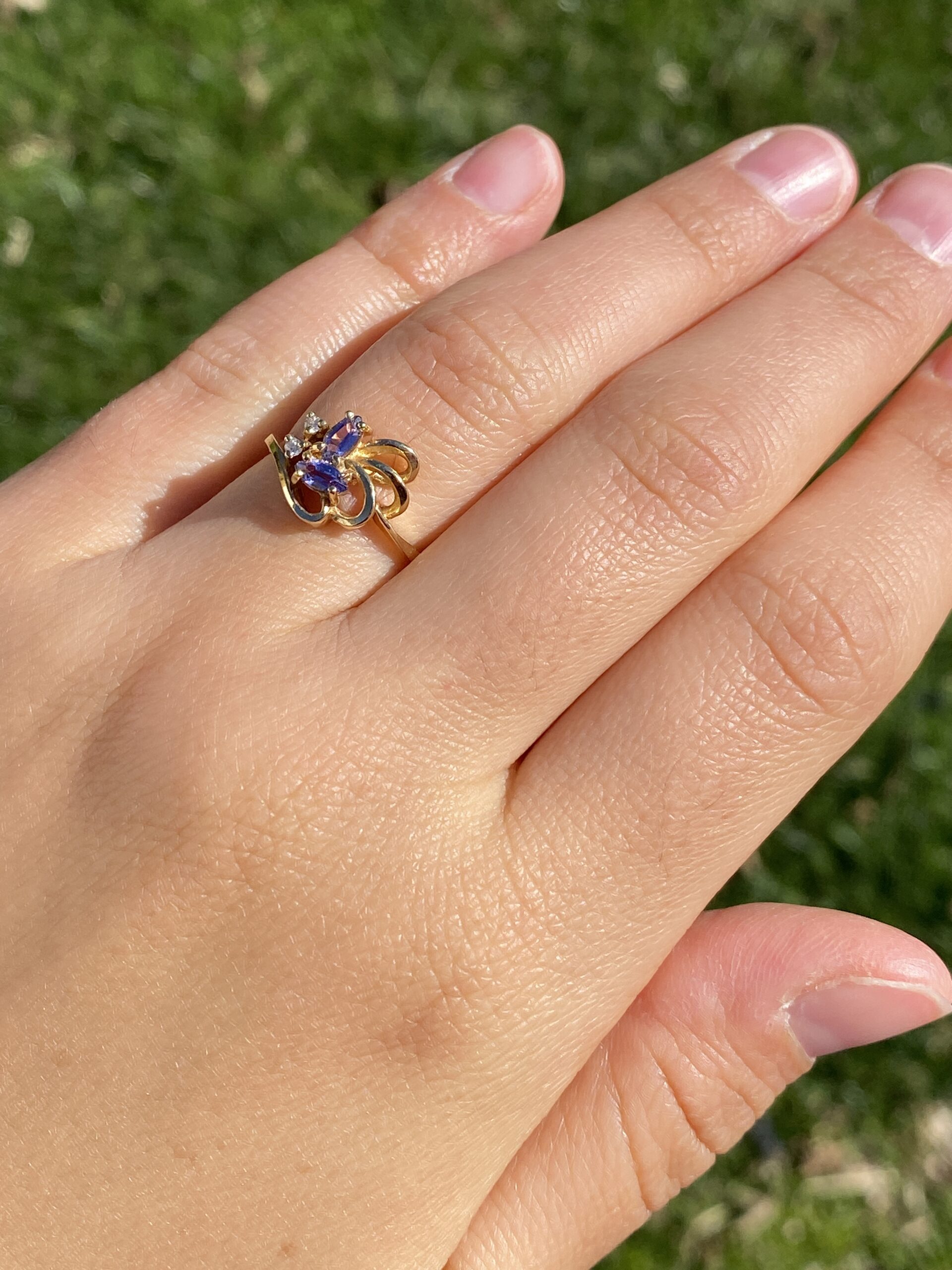 The Tanzanite Blossom: Natural Tanzanite and Diamond Ring in 14 Karat Yellow Gold - Image 9