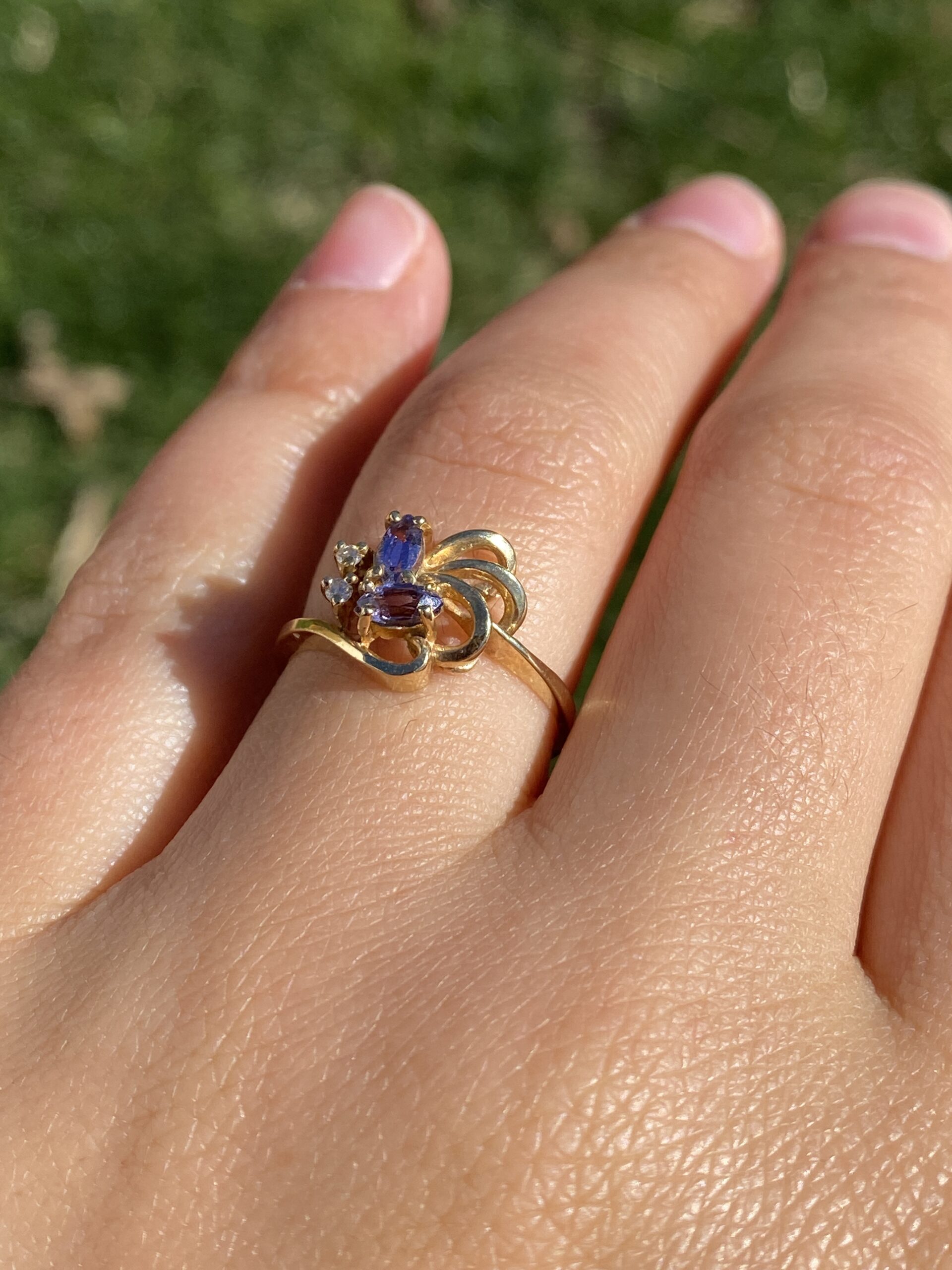 The Tanzanite Blossom: Natural Tanzanite and Diamond Ring in 14 Karat Yellow Gold - Image 10