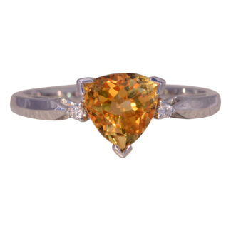 The Golden Radiance: Citrine and Diamond Ring in White Gold
