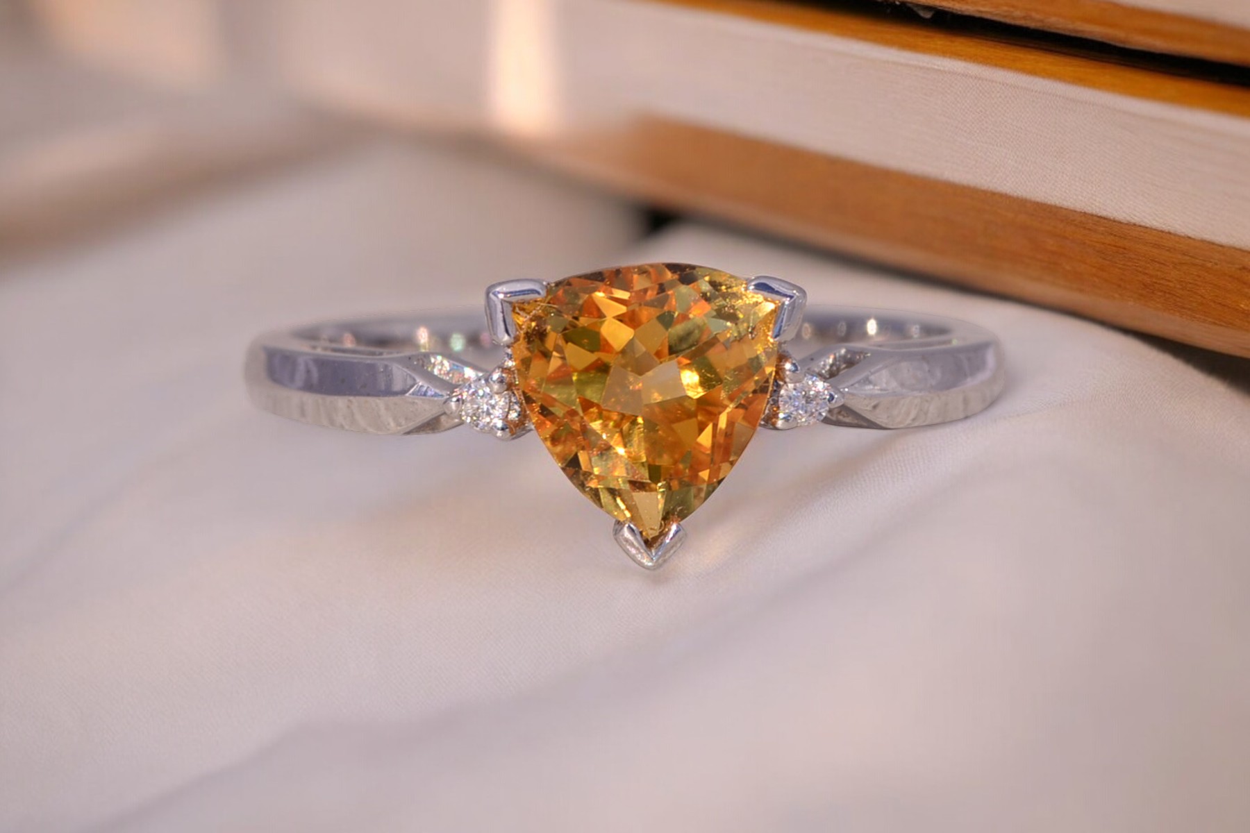 The Golden Radiance: Citrine and Diamond Ring in White Gold - Image 11