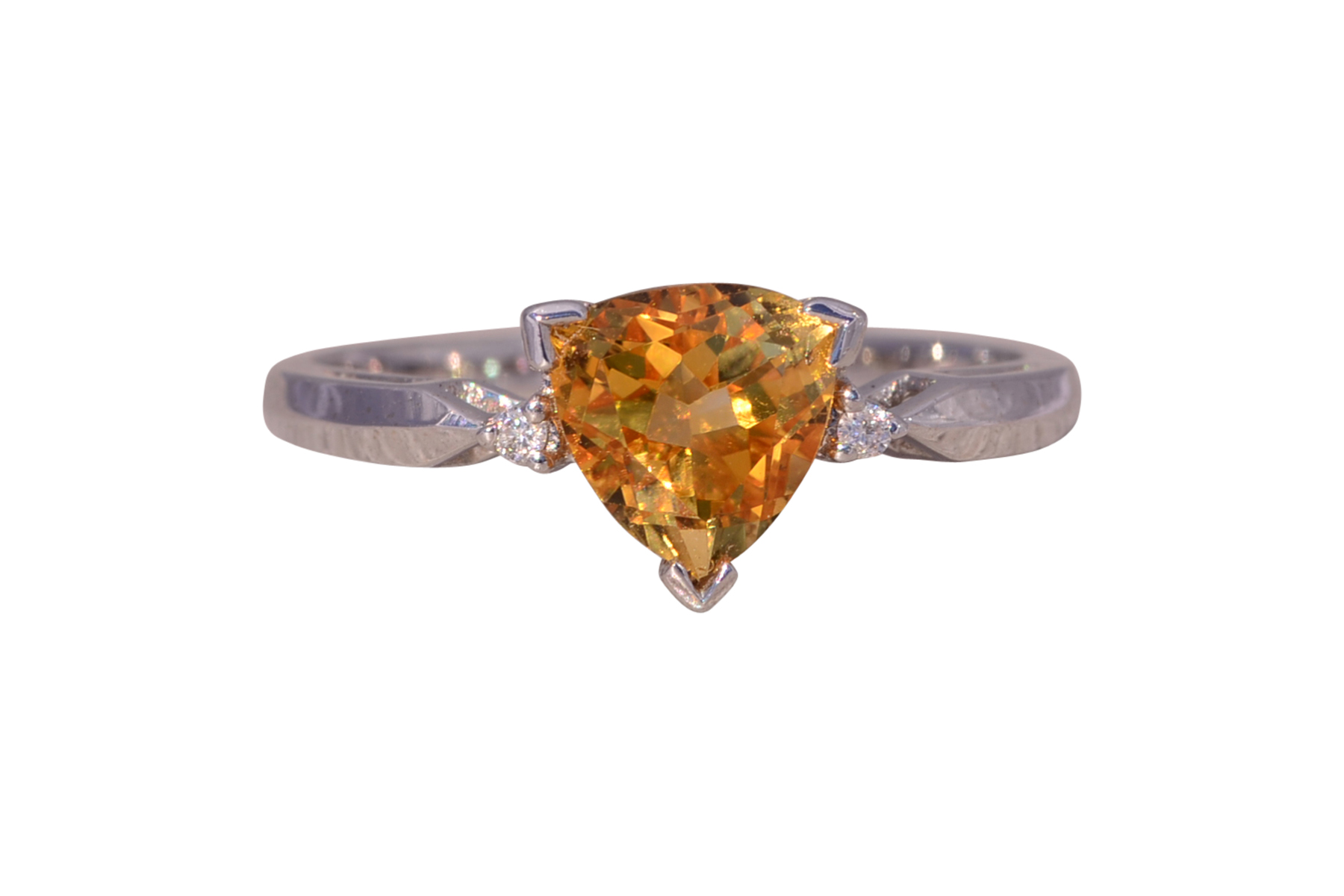 The Golden Radiance: Citrine and Diamond Ring in White Gold