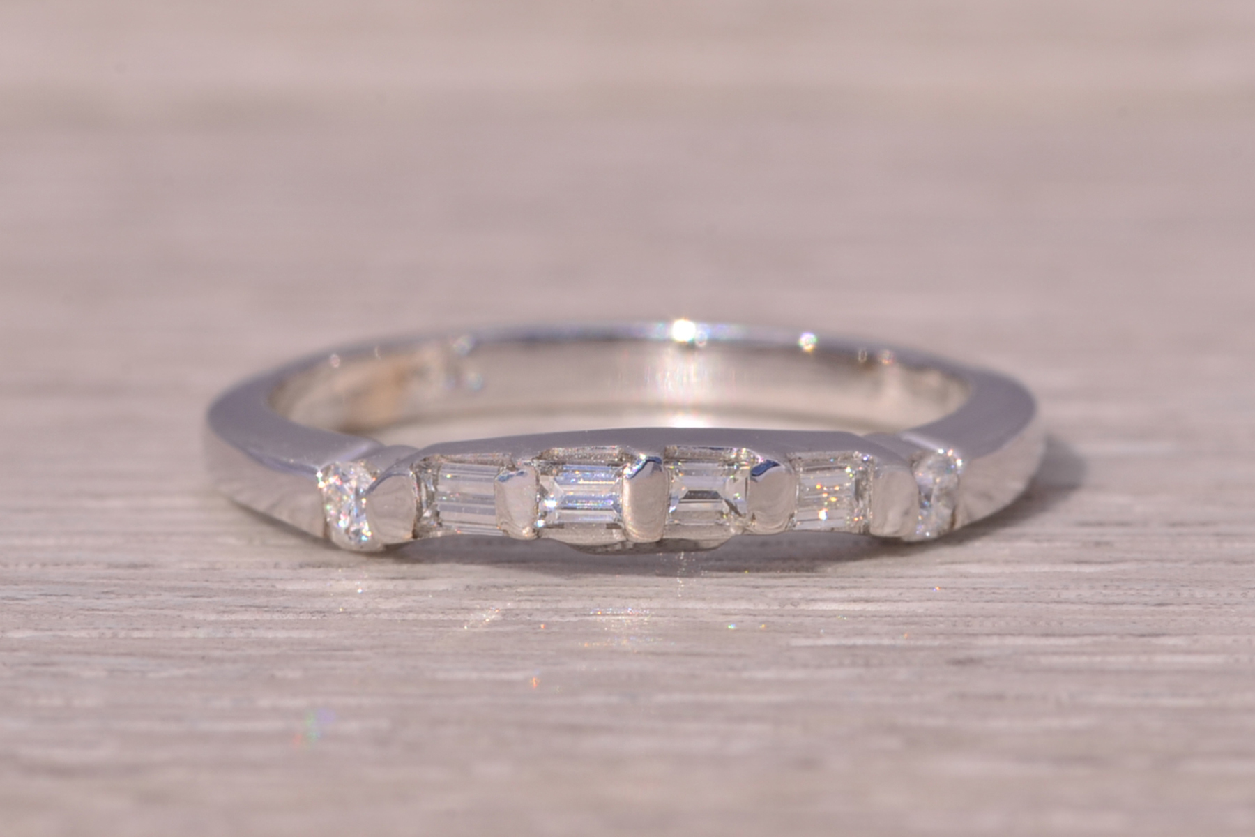 The Baguette and Brilliant Harmony: Natural Diamond Band in White Gold - Image 2