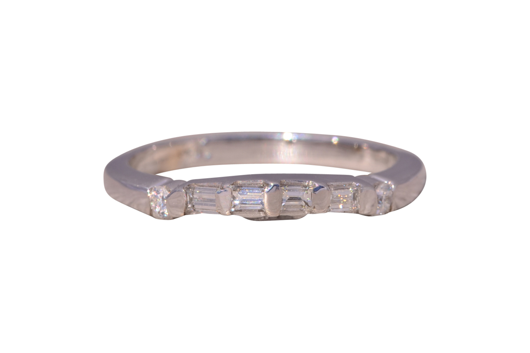 The Baguette and Brilliant Harmony: Natural Diamond Band in White Gold
