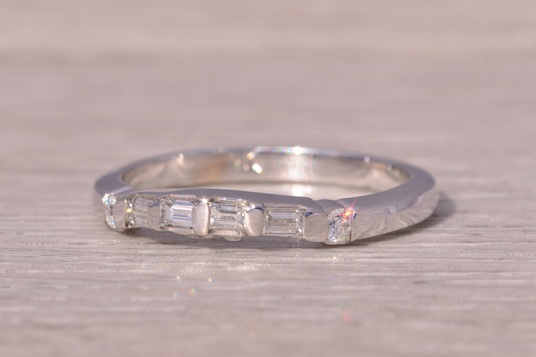 The Baguette and Brilliant Harmony: Natural Diamond Band in White Gold - Image 3