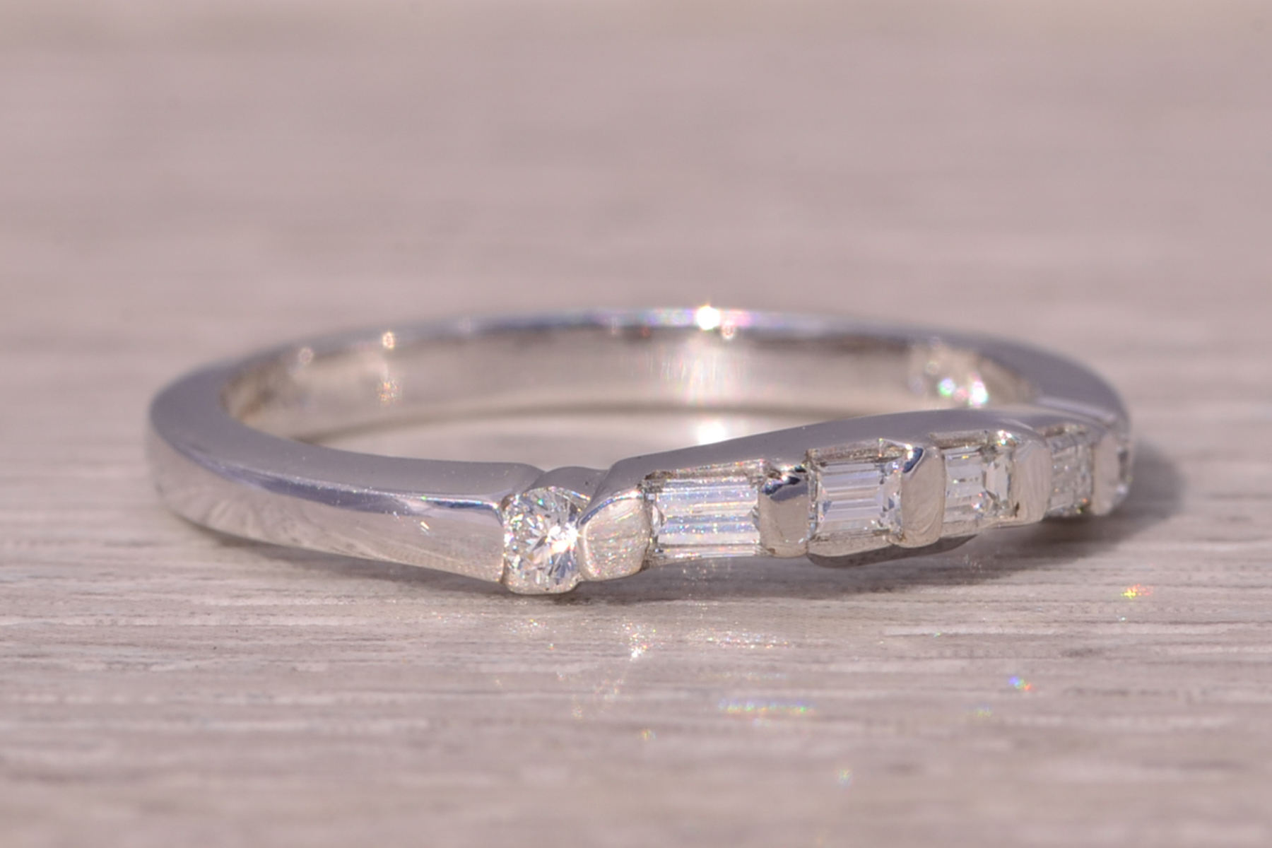 The Baguette and Brilliant Harmony: Natural Diamond Band in White Gold - Image 6