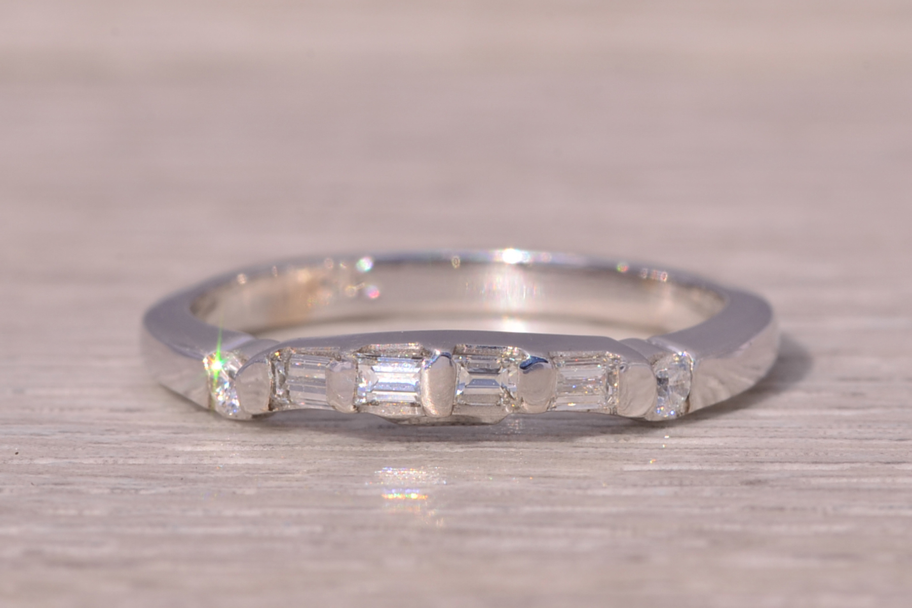 The Baguette and Brilliant Harmony: Natural Diamond Band in White Gold - Image 7
