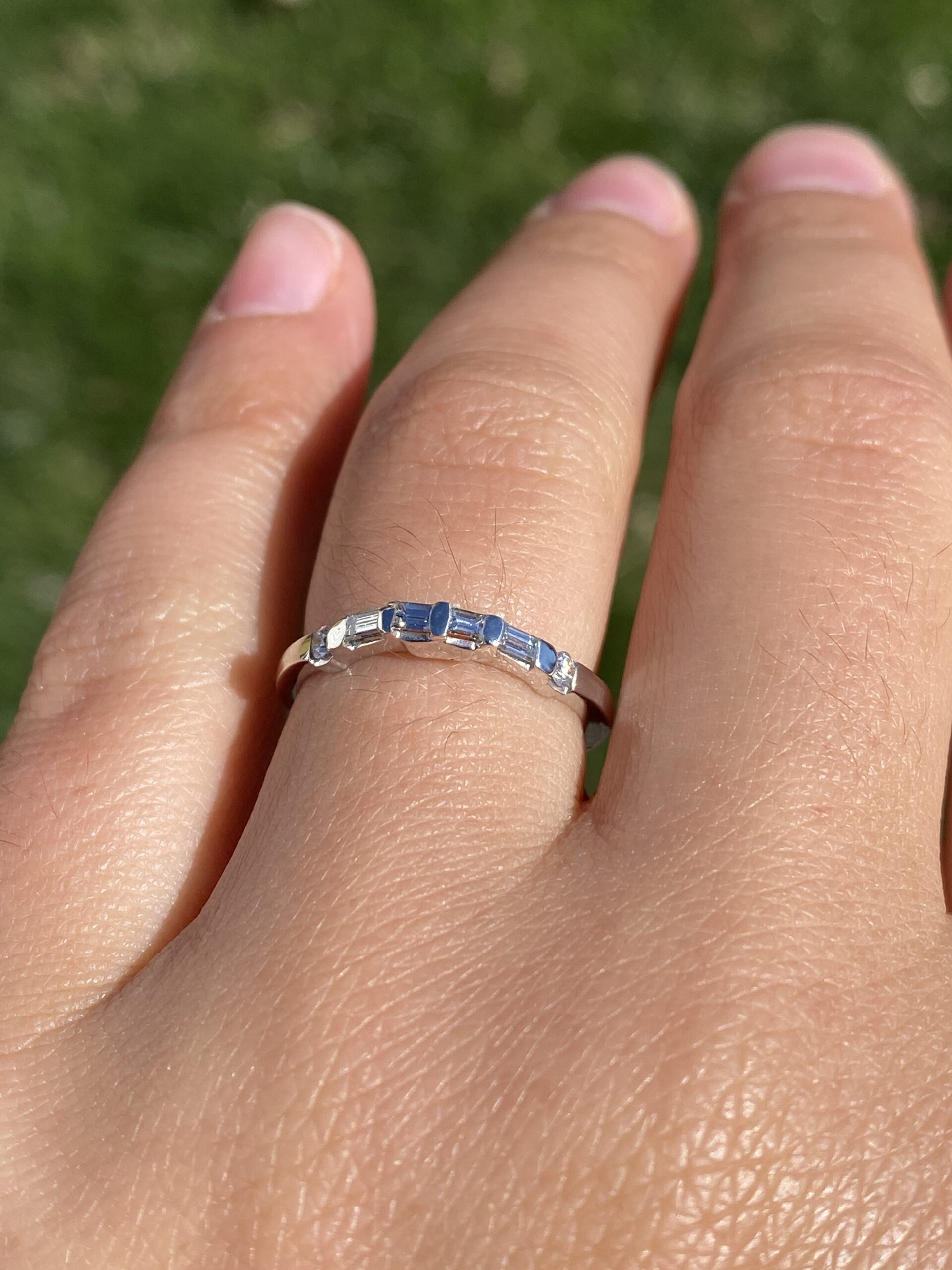 The Baguette and Brilliant Harmony: Natural Diamond Band in White Gold - Image 10