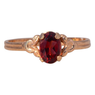 SOLD - The Scarlet Elegance: Garnet Ring in Yellow Gold