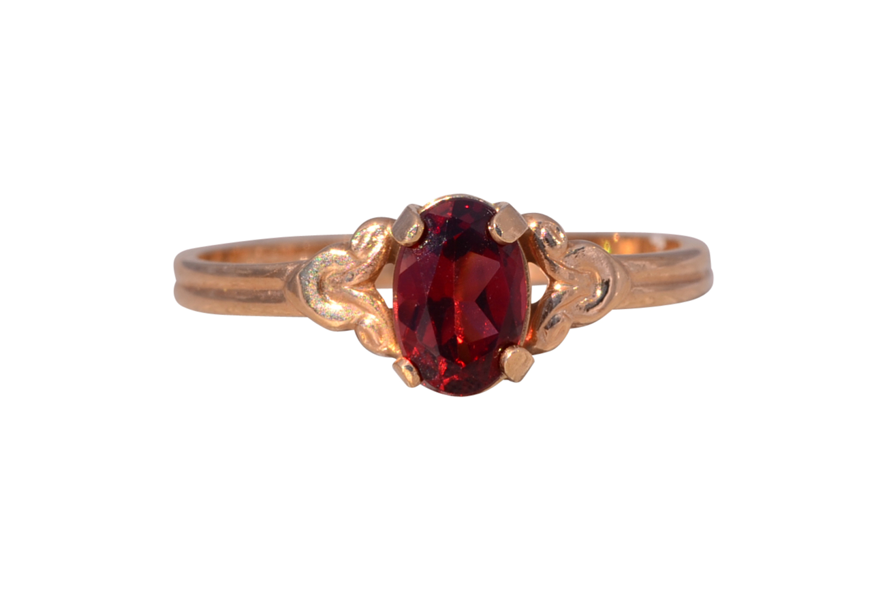 SOLD - The Scarlet Elegance: Garnet Ring in Yellow Gold