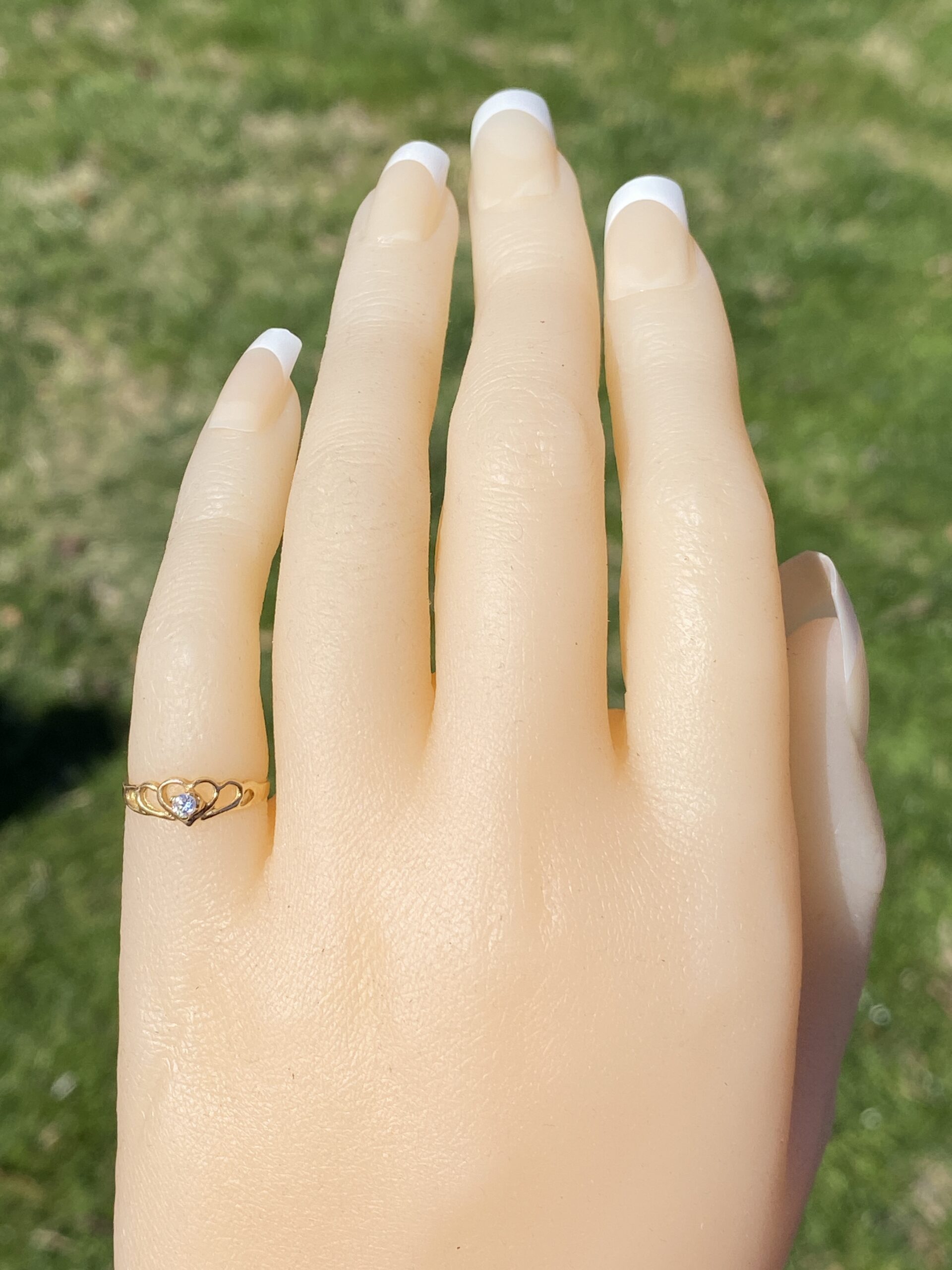 The Little Heart: Child's Blue Crystal Ring in Yellow Gold - Image 8