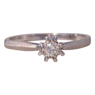 The Mid-Century Classic: Natural Diamond Ring in 14 Karat White Gold