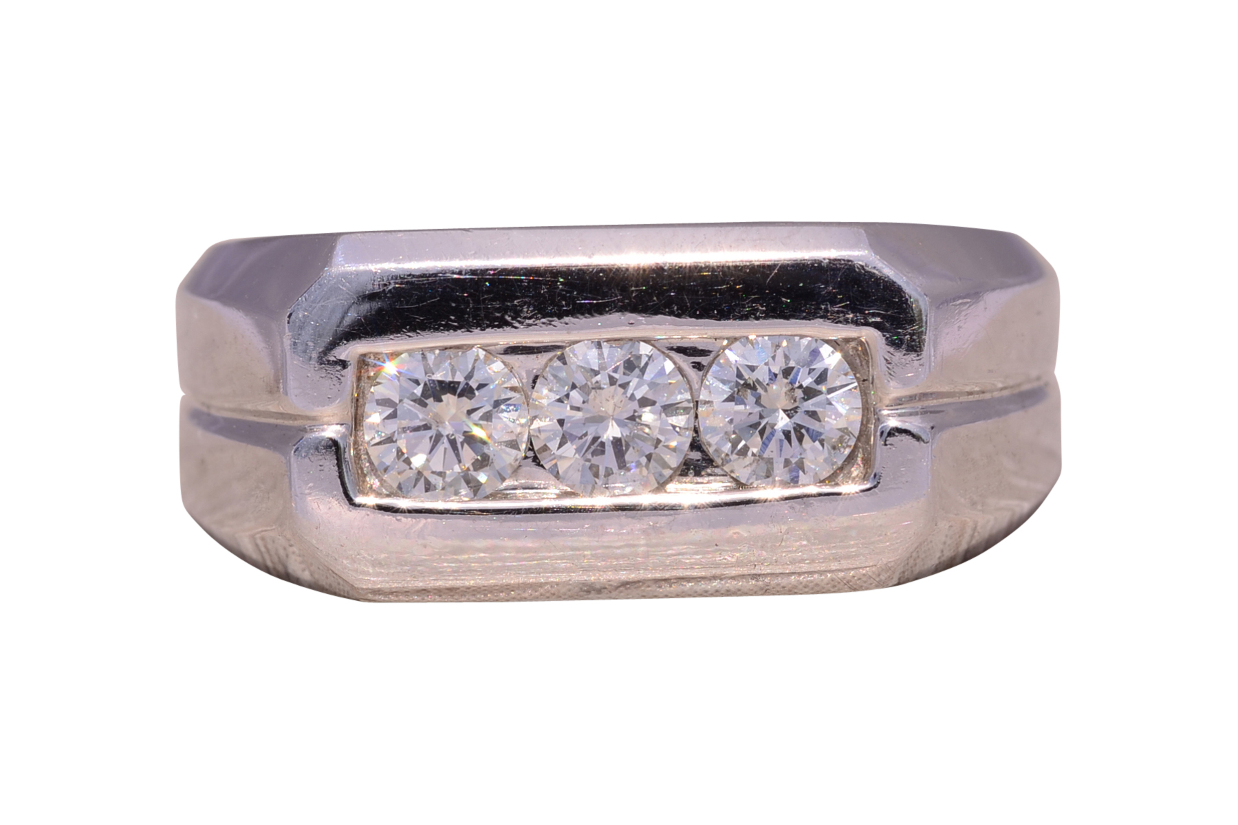 The Classic Trio: Natural Diamond Ring in White Gold