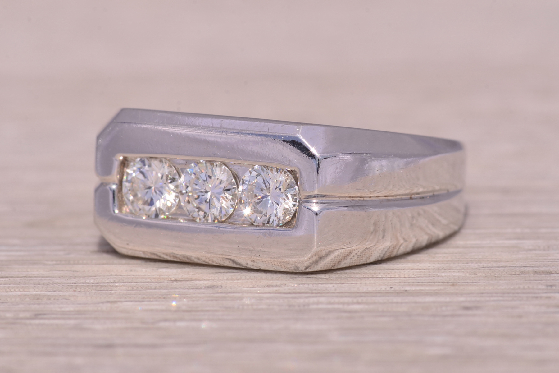 The Classic Trio: Natural Diamond Ring in White Gold - Image 3