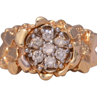 SOLD - The Nugget: 1980s Nugget Style Natural Diamond Ring in Yellow Gold