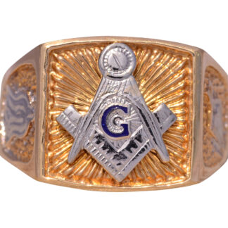 The Mason: Two Tone Masonic Ring in White and Yellow Gold