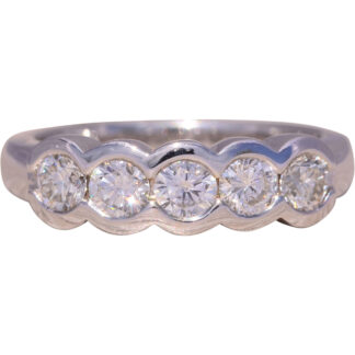 The Celestia: Half Bezel Set Natural Diamond Band in White Gold