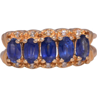 The Sapphire Splendor: Sapphire and Natural Diamond Ring in Yellow Gold