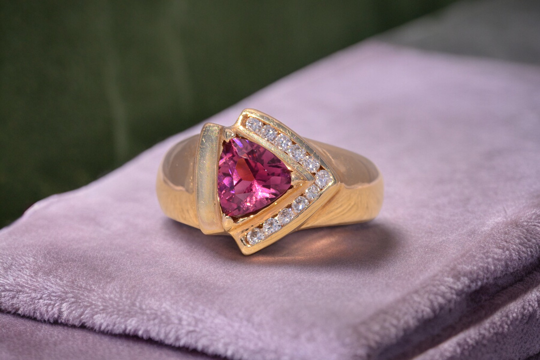 The Fiorella: 1980's Tourmaline and Diamond Ring in 14K Yellow Gold - Image 11