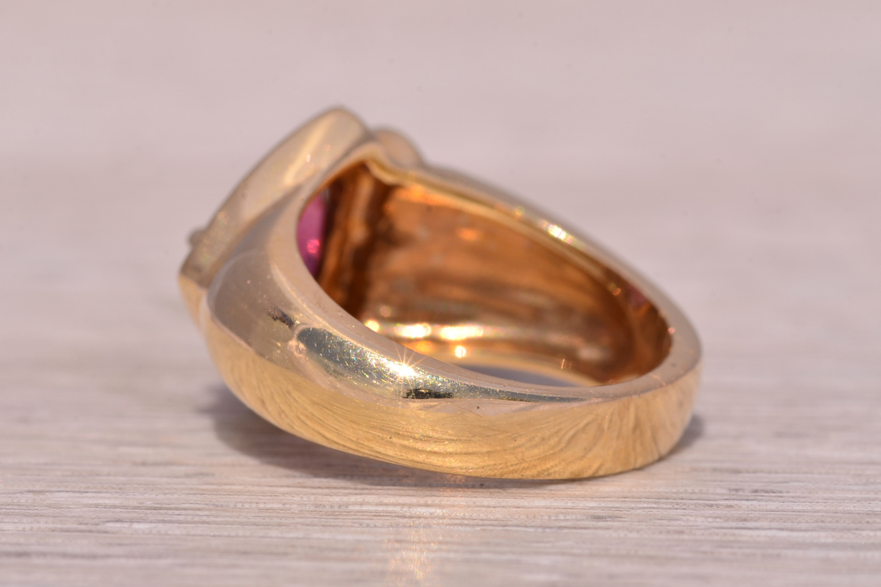 The Fiorella: 1980's Tourmaline and Diamond Ring in 14K Yellow Gold - Image 4