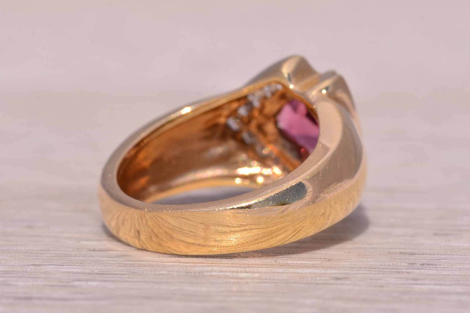 The Fiorella: 1980's Tourmaline and Diamond Ring in 14K Yellow Gold - Image 5