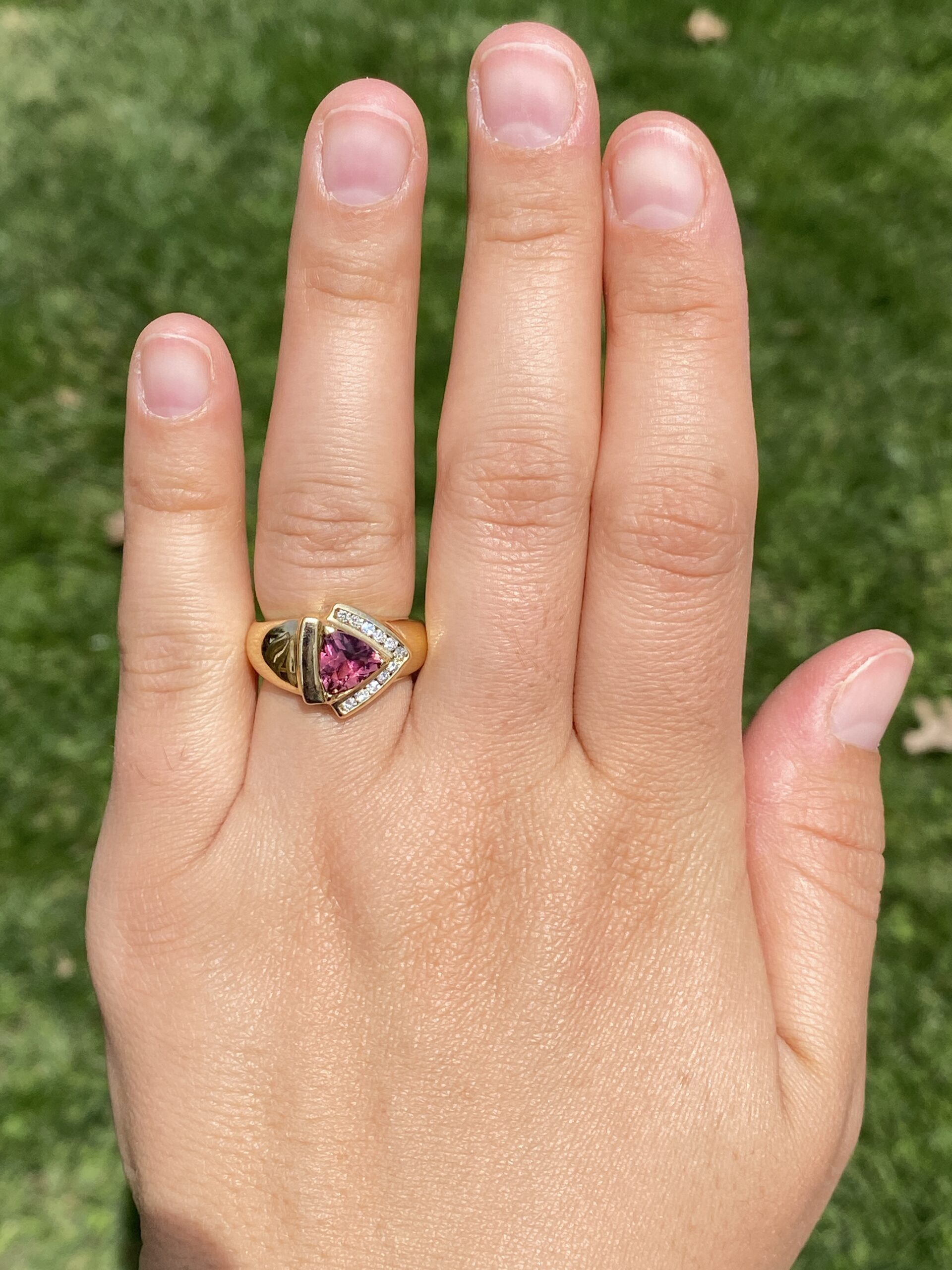 The Fiorella: 1980's Tourmaline and Diamond Ring in 14K Yellow Gold - Image 8