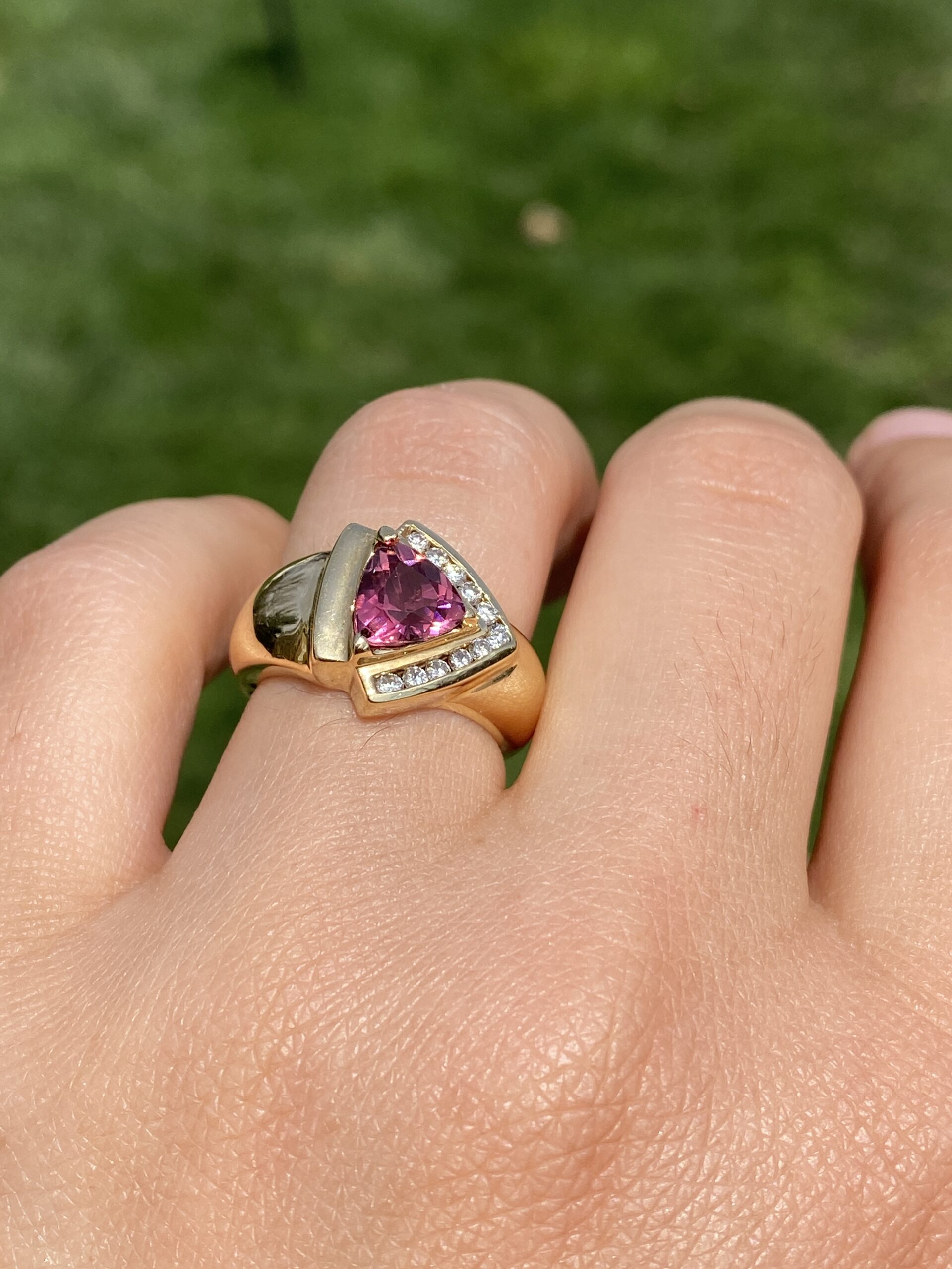 The Fiorella: 1980's Tourmaline and Diamond Ring in 14K Yellow Gold - Image 10