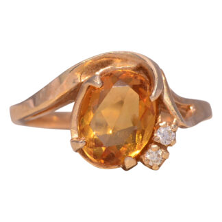 The Citrine Glow: Natural Citrine and Diamond Ring in Yellow Gold