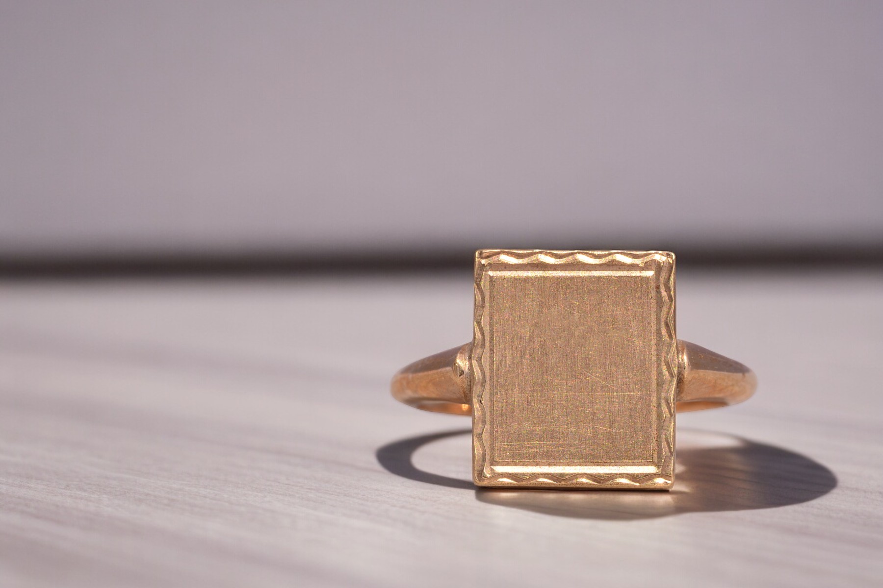 SOLD - The Knew: Vintage Yellow Gold Rectangular Signet Ring - Image 11