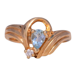 The Celeste: Natural Aquamarine and Diamond Ring in 14K Yellow Gold
