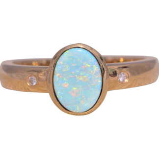 The Backin: Oval Cabochon Australian Opal Bezel Set in Yellow Gold
