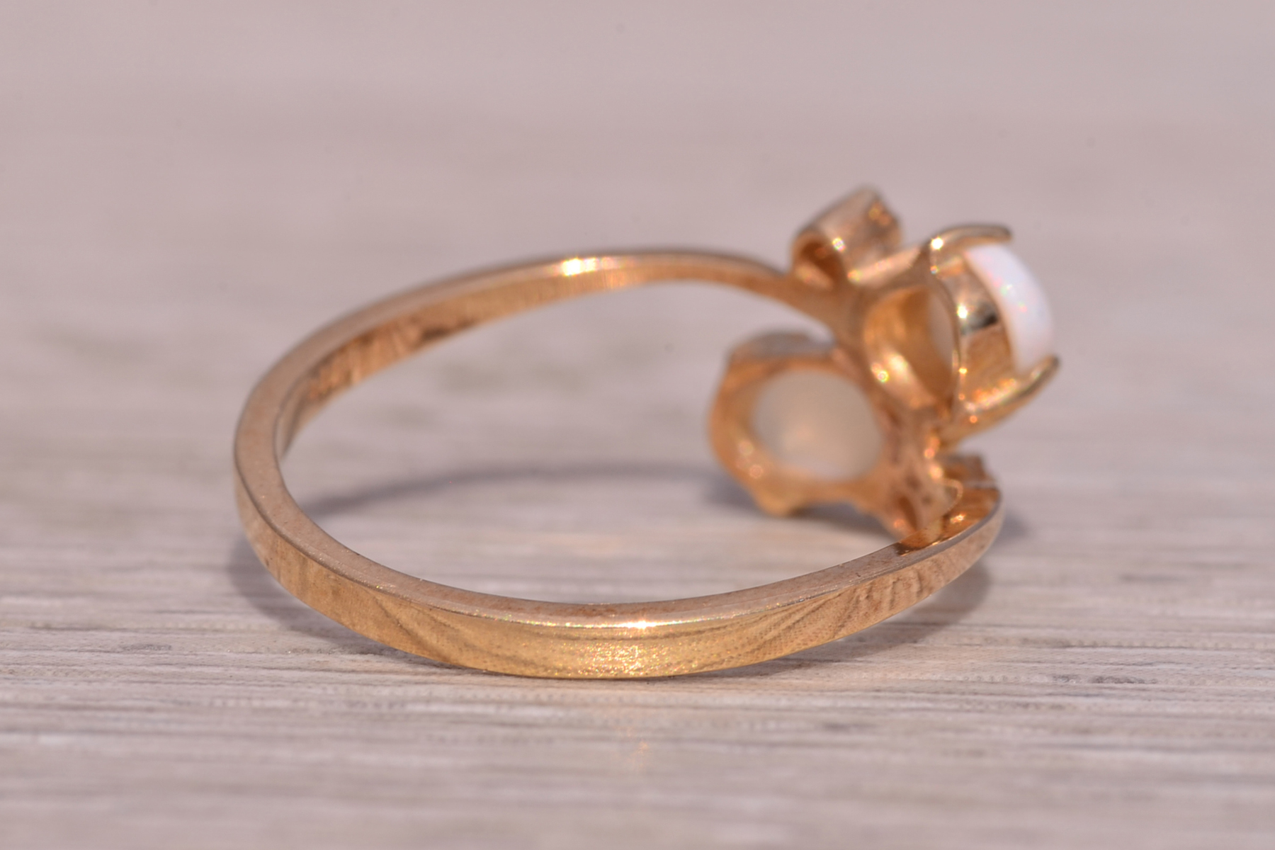 SOLD - The Acco: Toi et Moi Opal and Natural White Sapphire Ring in Yellow Gold - Image 5