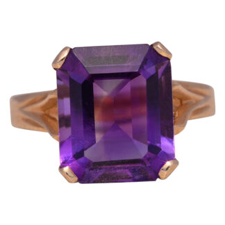 The Plea: Emerald Cut Natural Amethyst in Yellow Gold
