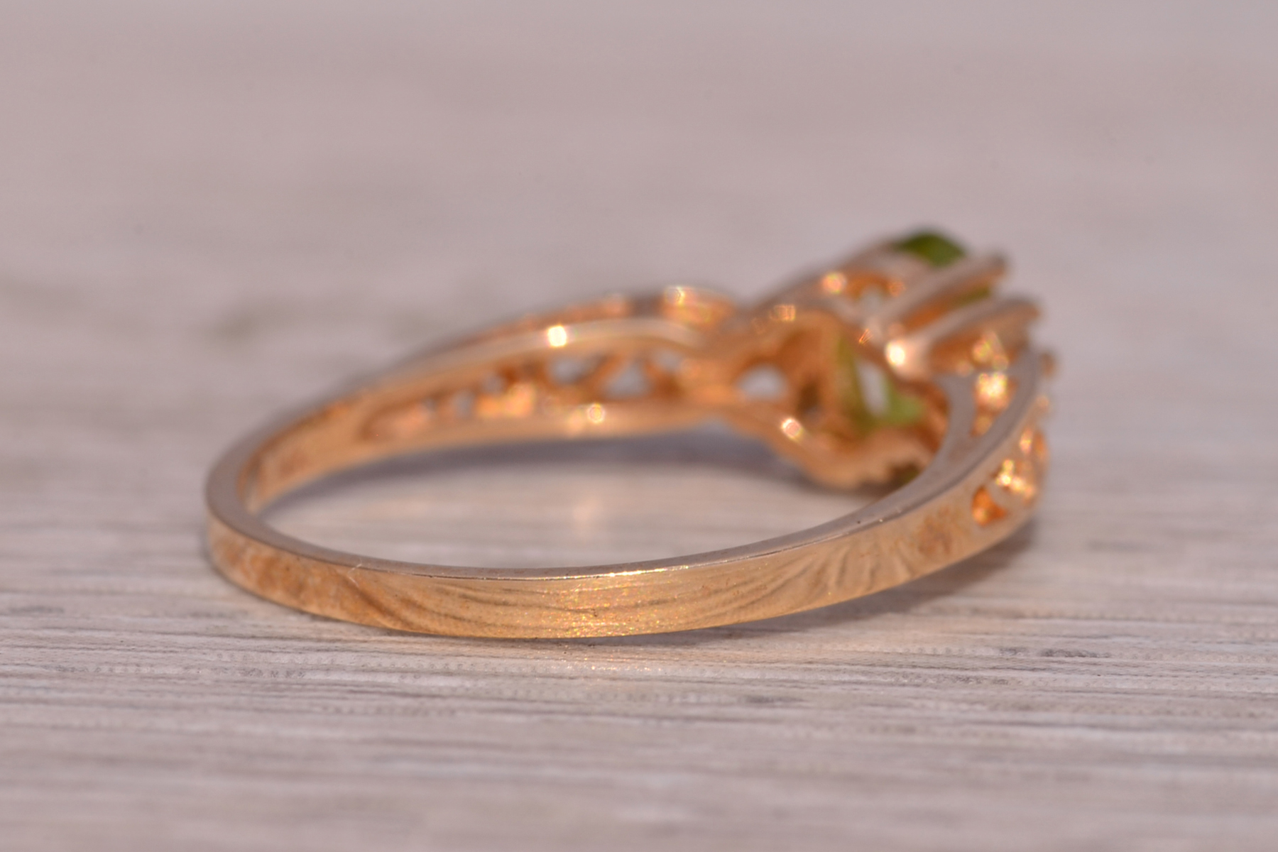 The Elara: Natural Peridot and Diamond Ring in 14K Yellow Gold - Image 5