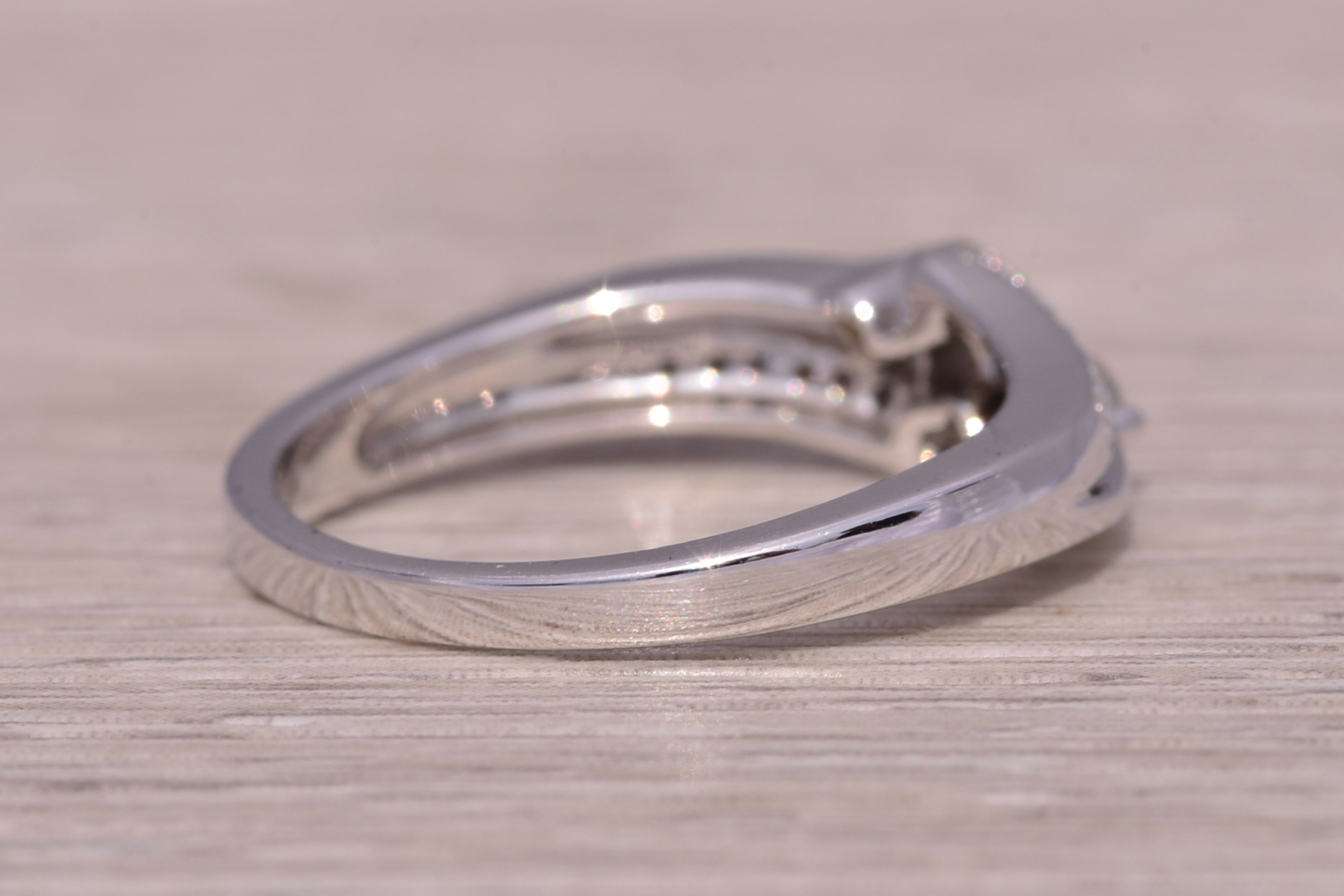 The Celestial Sweep: Past Present Future Natural Diamond Ring in White Gold - Image 4