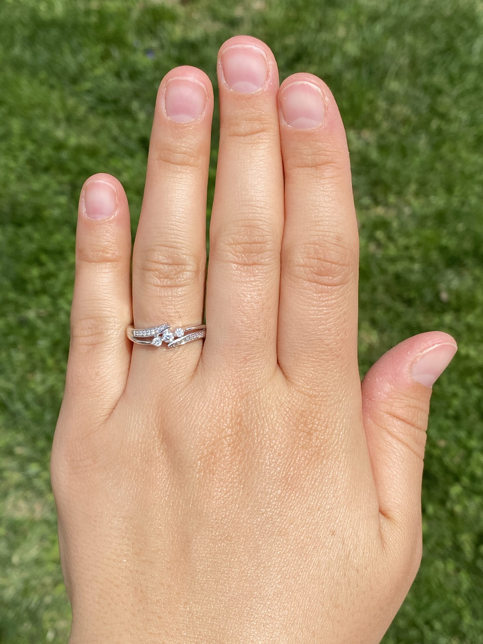 The Celestial Sweep: Past Present Future Natural Diamond Ring in White Gold - Image 8