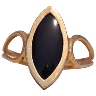 The Deale: Vintage Onyx Navette Ring in Yellow Gold