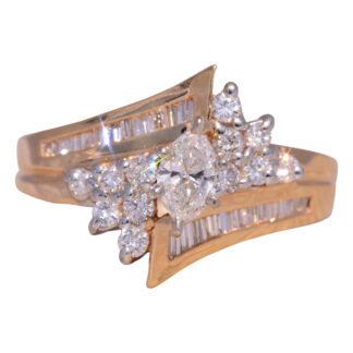 The Americano: Vintage 1980's Natural Marquise Brilliant Cut Diamond Engagement Ring