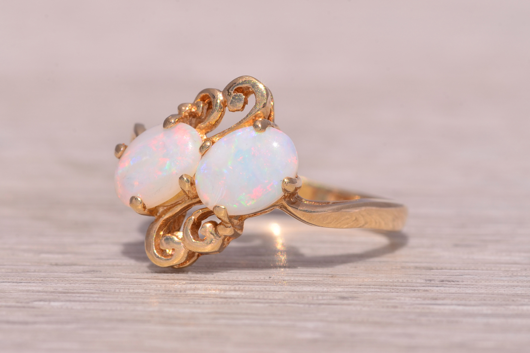 The Thunder: Toi et Moi Opal Ring in Yellow Gold - Image 3