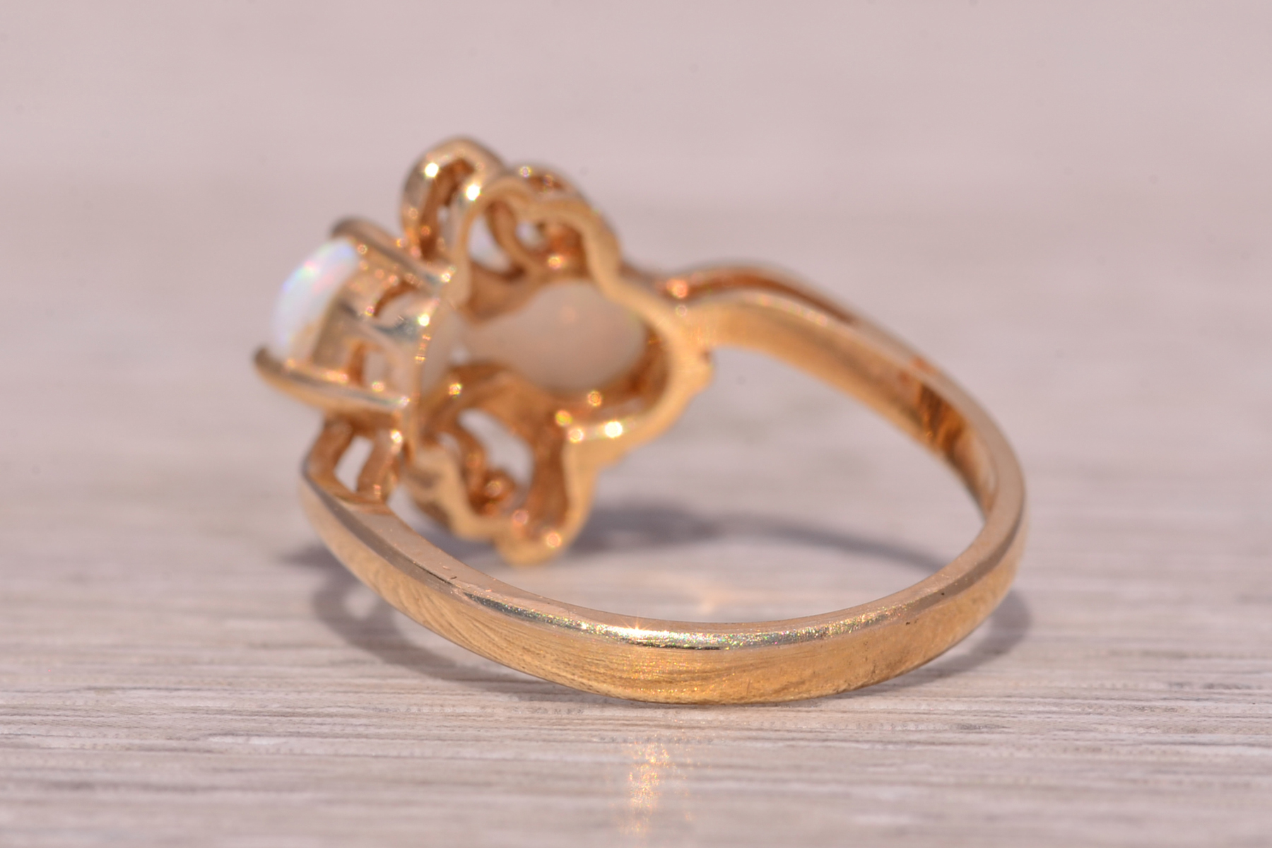 The Thunder: Toi et Moi Opal Ring in Yellow Gold - Image 4