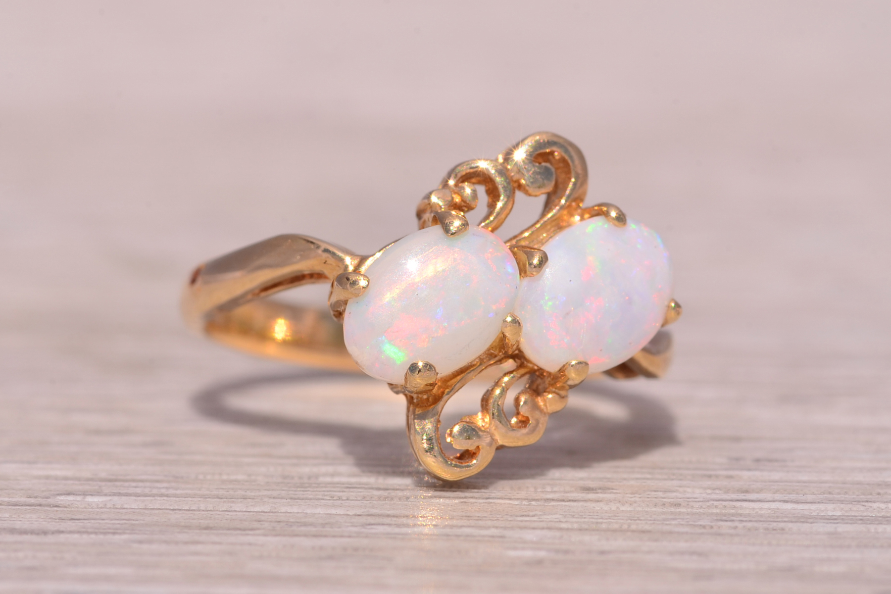 The Thunder: Toi et Moi Opal Ring in Yellow Gold - Image 6