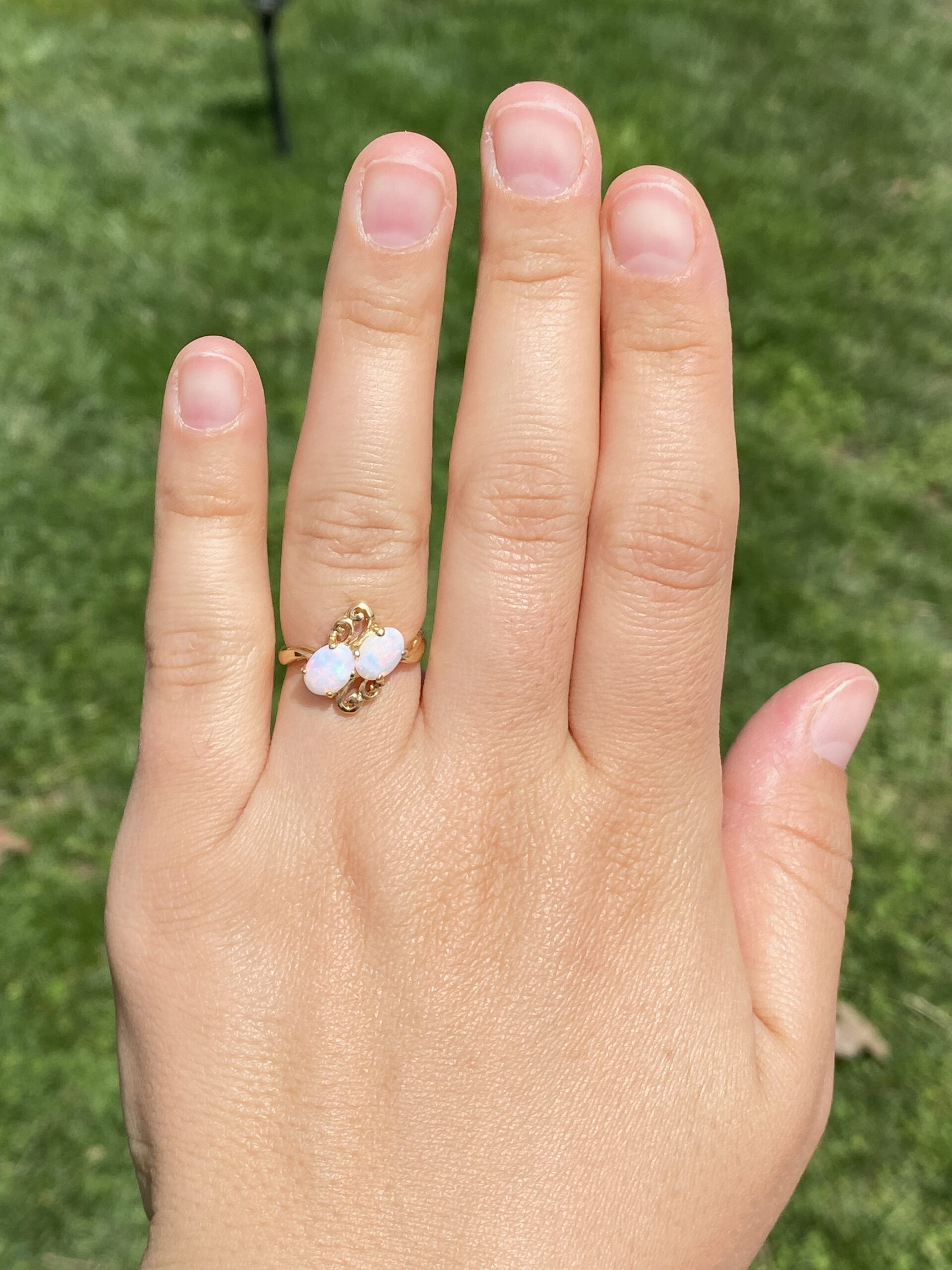 The Thunder: Toi et Moi Opal Ring in Yellow Gold - Image 8