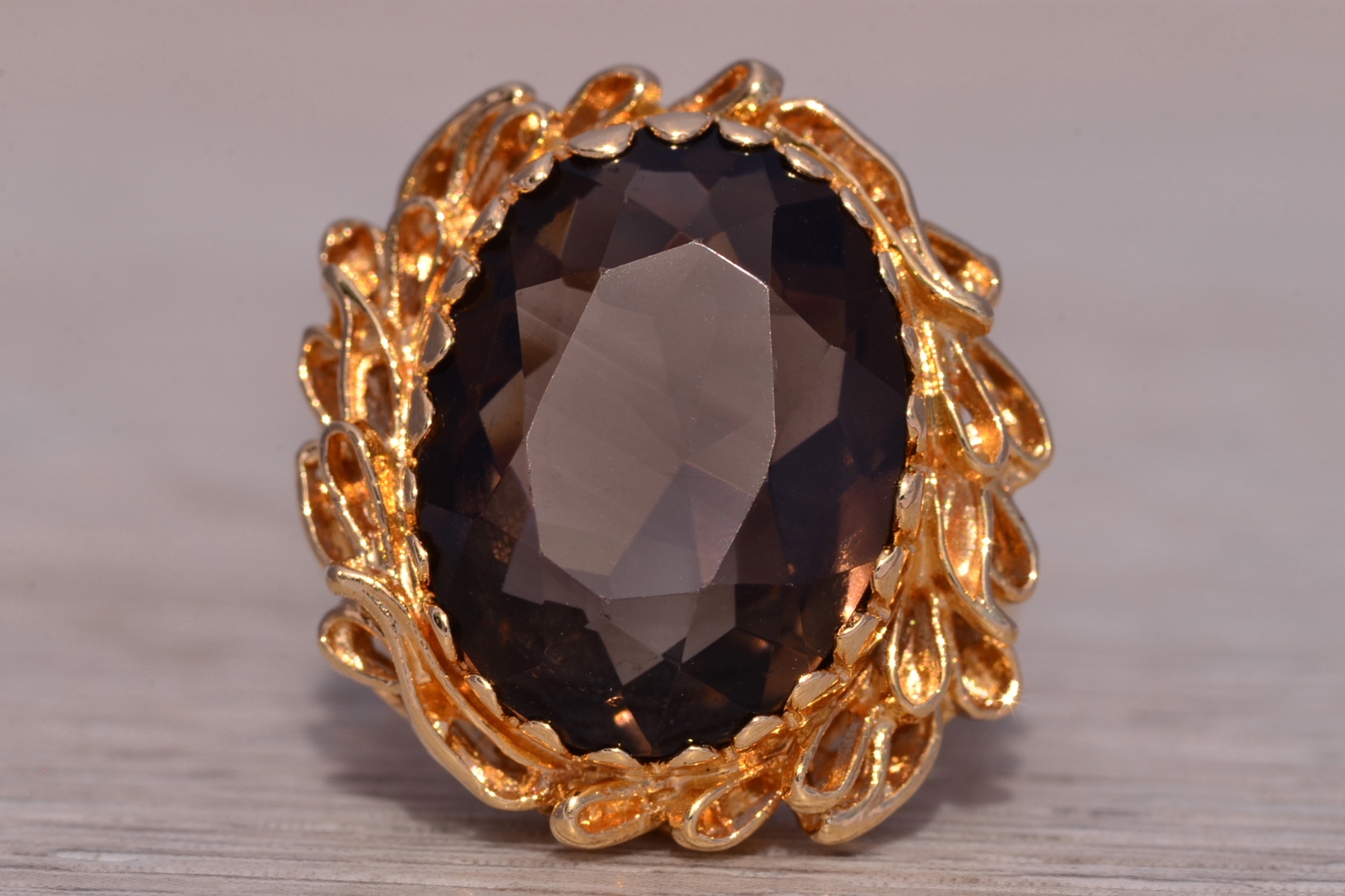 SOLD - The Elysian: Smokey Quartz Ring in 14K Yellow Gold - Image 2