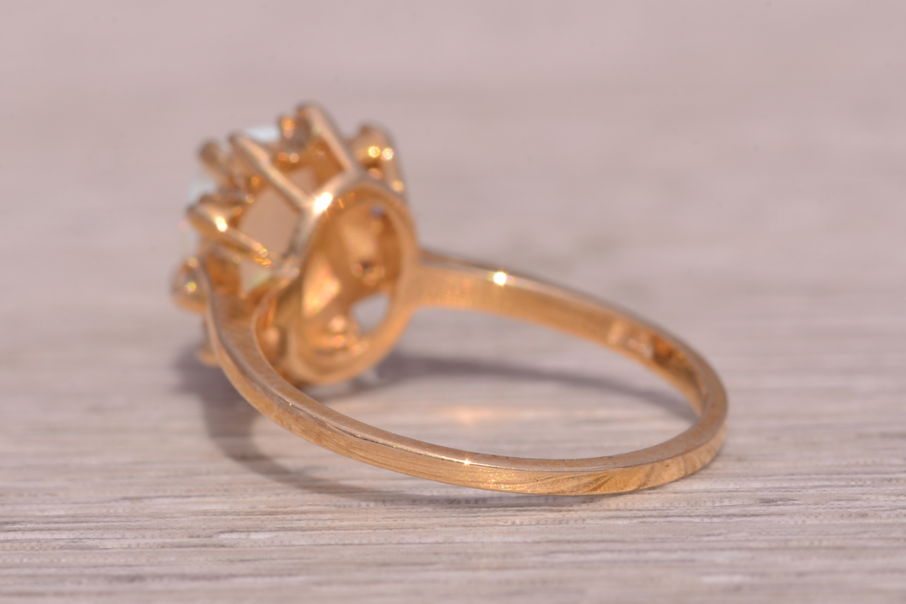 SOLD - The Buckal: Natural Australian Opal and Diamond Ring in Yellow Gold - Image 4