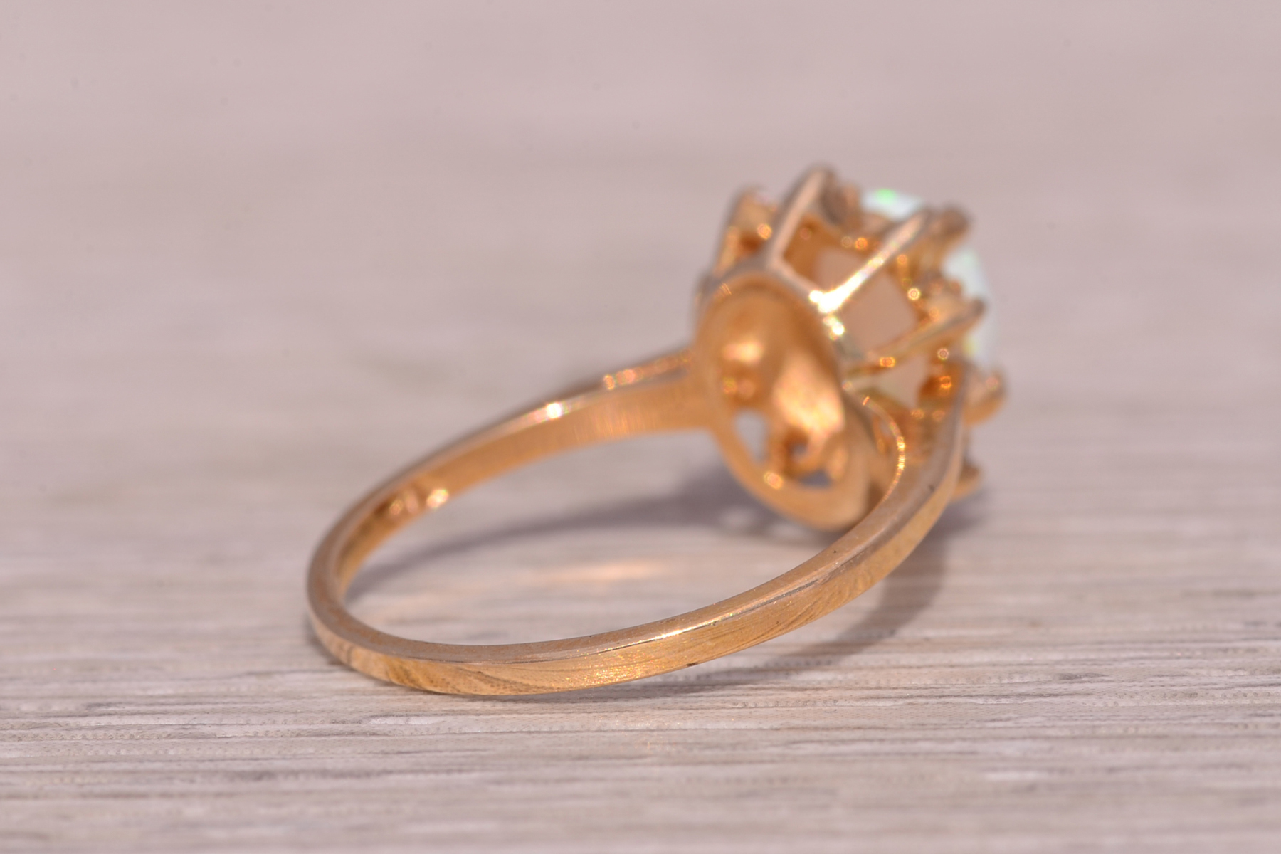 SOLD - The Buckal: Natural Australian Opal and Diamond Ring in Yellow Gold - Image 5