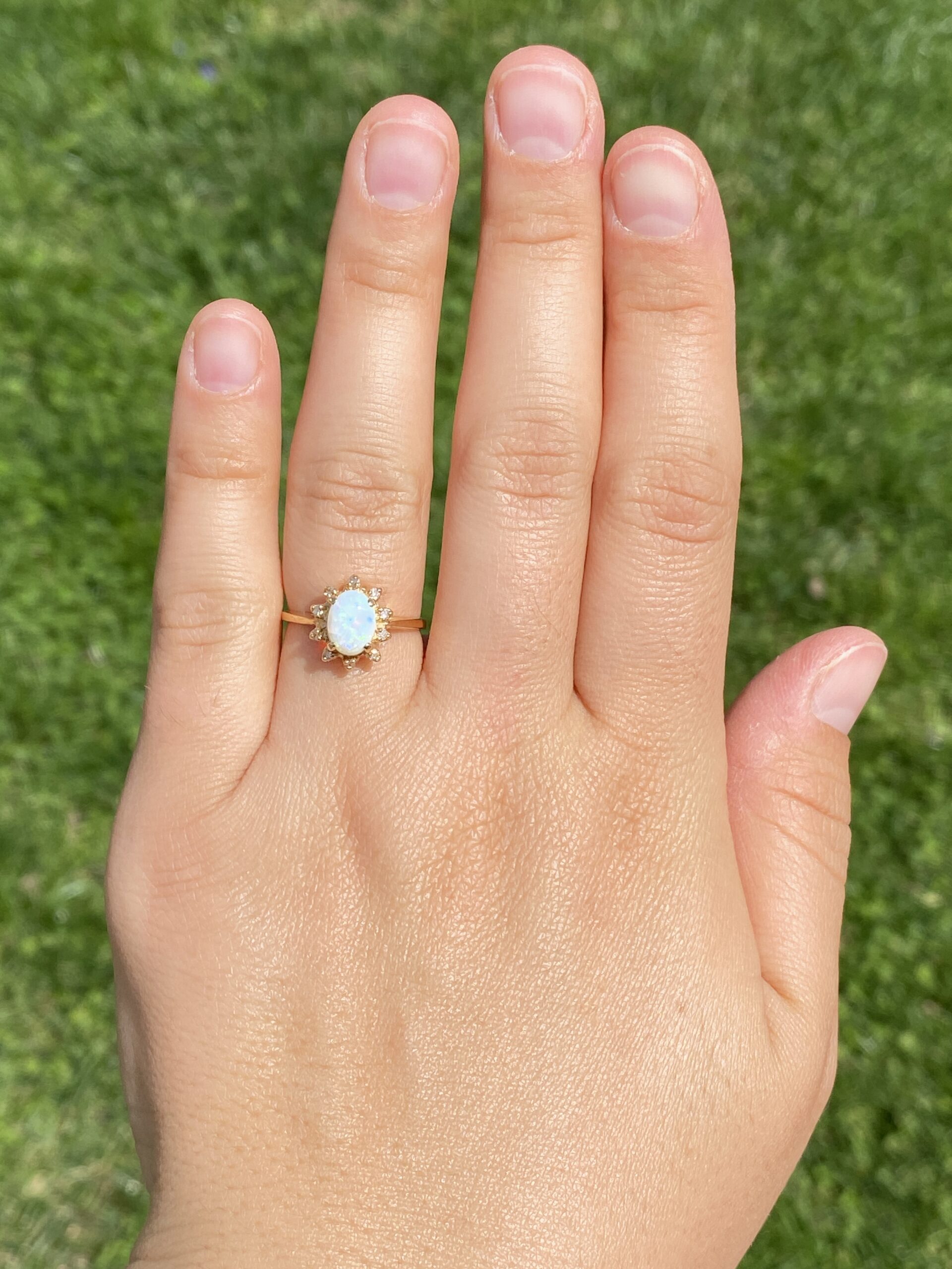 SOLD - The Buckal: Natural Australian Opal and Diamond Ring in Yellow Gold - Image 8