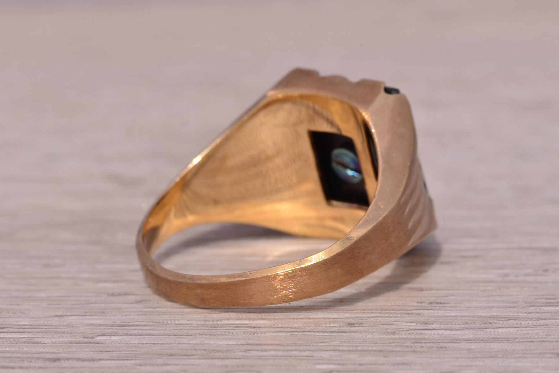 The Dati: Vintage Gentleman's Onyx and Carved D Initial Cocktail Ring in Yellow Gold - Image 5